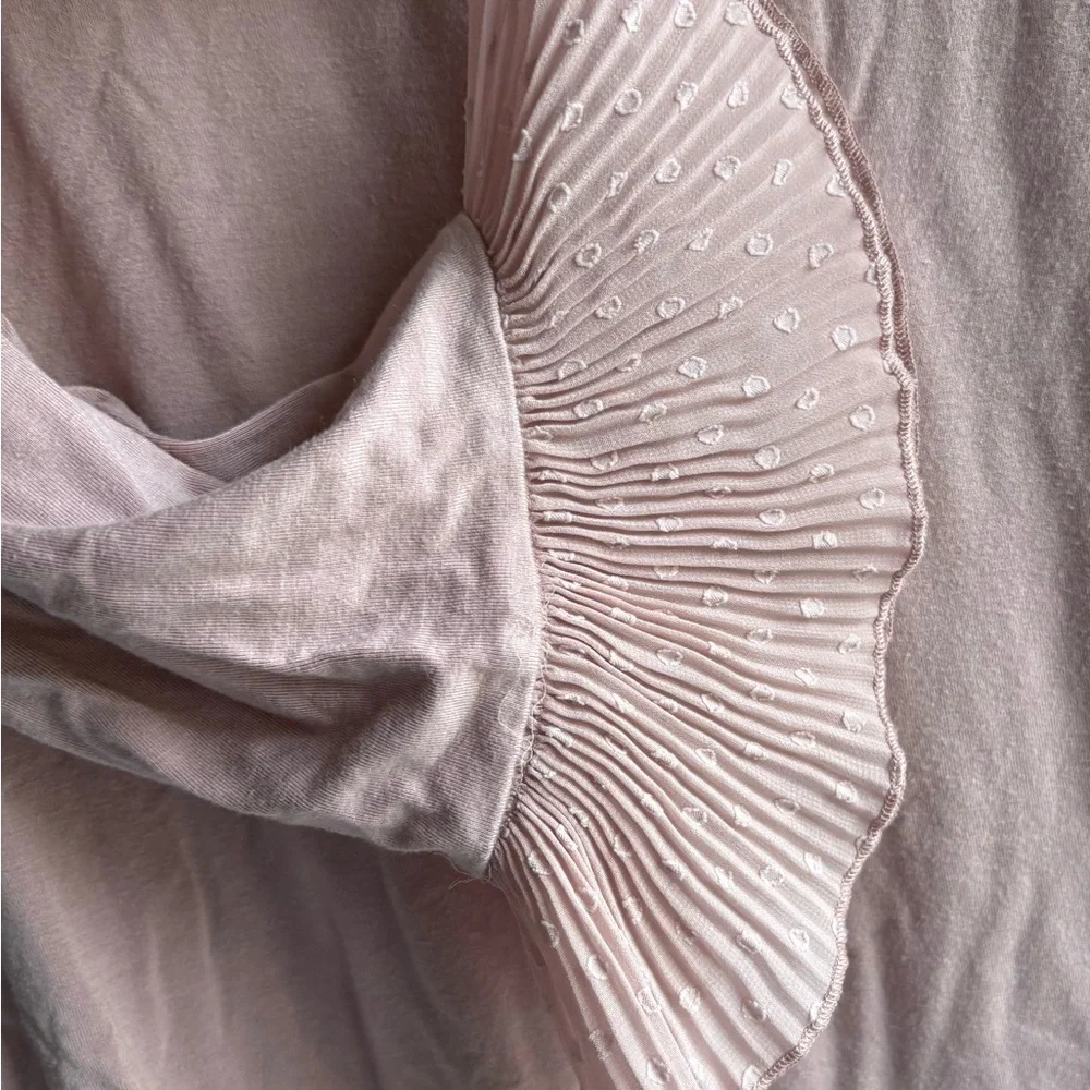 Elegant Blush Long Sleeve Top with Ruffle Cuffs - Picture 4 of 5